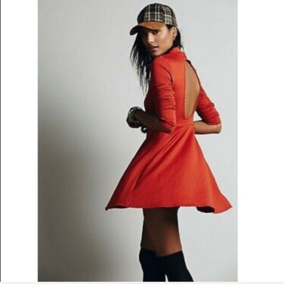 Free People Dresses & Skirts - Free People Burnt Orange Textured Open Back Dress XS